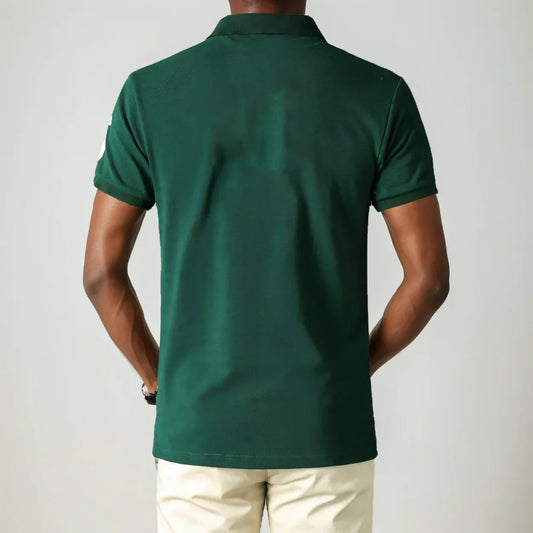 Men's High-Quality Cotton Polo Shirt ITALY GREEN cotton Embroidered "MILAN" Symbol leisure sport New Year's Gift for Men