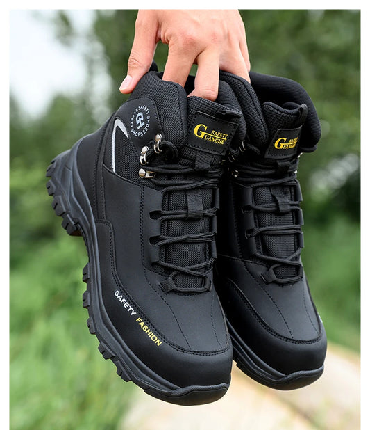 Construction Safety Shoes Men Waterproof Work Boots Anti-smash Steel Toe Shoes Puncture-Proof Indestructible Shoes Safety Shoes