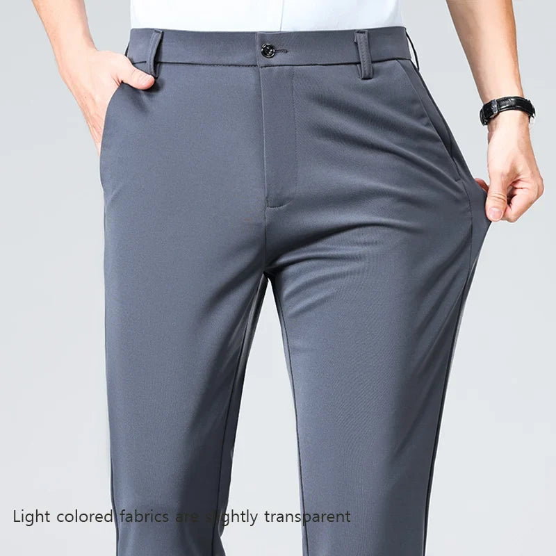 29-42 Men's Summer Thin Fashion Business Casual Suit Pants Long Pants Men's Elastic Straight Sleeve Formal Pants Plus Size
