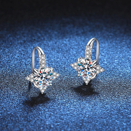 NeeTim 1ct 6.5mm Moissanite Earrings for Women S925 Sterling Silver with Gold Plated Diamond Earring Wedding Party Fine Jewelry