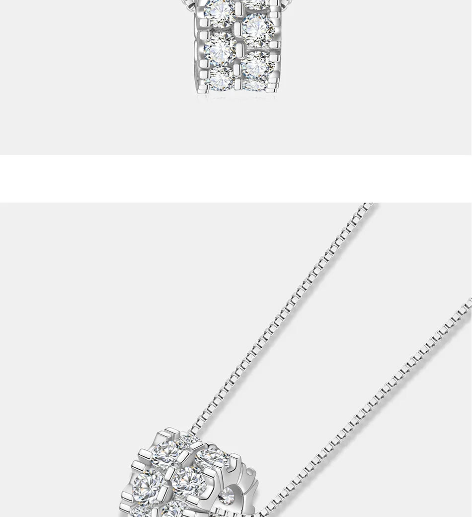 1.6CT Moissanite Necklace for Women S925 Pure Silver Spherical Laboratory Diamond Pendant Luxury Party Jewelry Gift