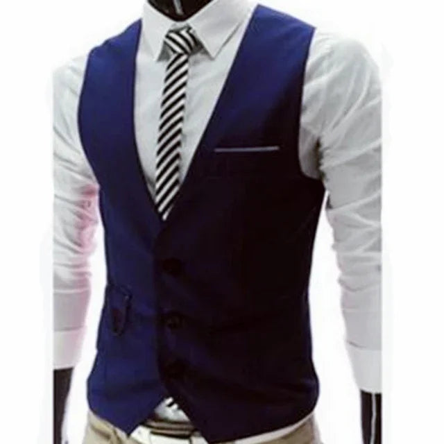 New Slim Fit Mens Suit Vest Single Breasted Casual Vests For Men Solid Formal Businss Male Waistcoat Gilet Homme
