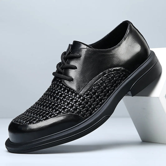 Summer Hallow Breathable Elegant Shoes Man Black Fashion Business Casual Shoe Male Lace Designer Leather Shoes for Men