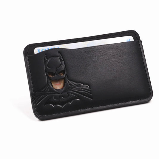 Portefeuille Bat en Cuir pour Homme, Porte-Cartes Mince avec Découpe, Étui de Protection Visage Masque de Super-Héros, Cadeau pour Adolescents Garçons Amis Mari