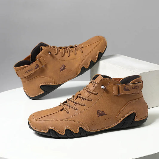 Stylish High-top Octopus Boots Men's Casual Booties Designer Soft Flats Breathable Moccasins Flats Drive Shoes Leather Sneakers