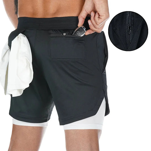 Men's Summer Quick Dry Running 2 in 1 Shorts Sports Jogger Short Pants Male Gym Fitness Workout Sweatpants Plus Size M-5XL