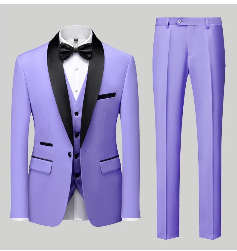M-6XL Men's Casual Business Have Smoking Suit High End Brand Boutique Fashion Blazer Vest Pants Groom Wedding Dress Party Suit