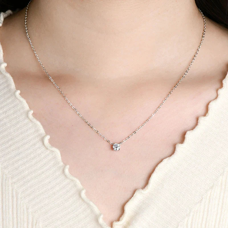 Certified 4mm/5mm Moissanite Pendant Necklace For Women Exquisite 14K Gold Filled Solitaire Drop Necklaces Jewelry Gift