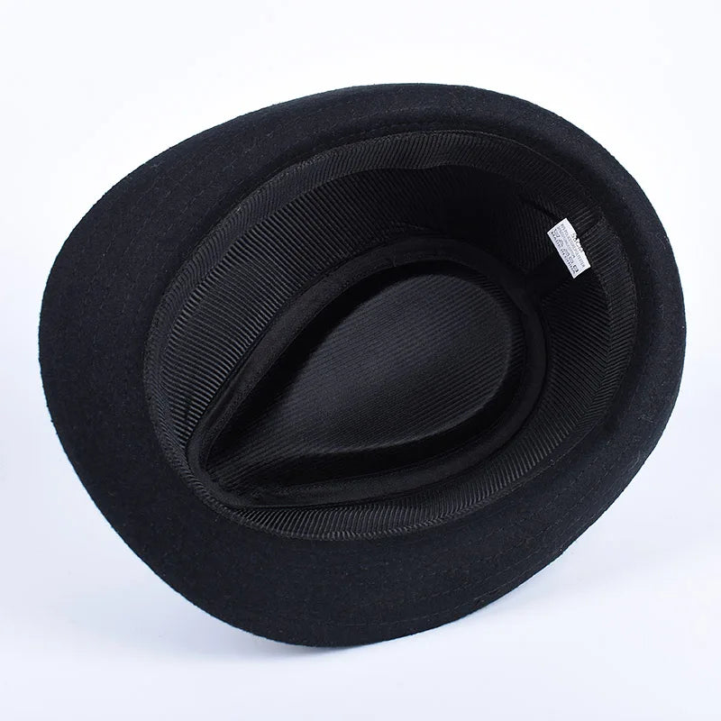 Classic Fedora Men's Hats Women 2026 Casual Short Sleeve Trilby Top Hat England Gentleman Ribbon Jazz Cap Fedoras Black Felt Hat