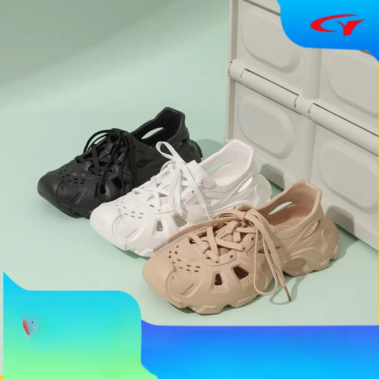 Kids Summer Breathable Comfort Shoes Lightweight Adjustable Strap Slip on Shoes Lace Up Non-slip Thick Bottom Pure Color Sandals