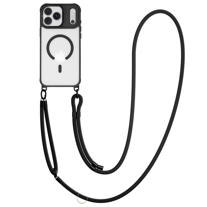 Metal Lens Stand Magnetic Case For iPhone 17 Air 16 Plus 15 14 13 Pro Max With Crossbody Lanyard Strops Heavy Duty Protection