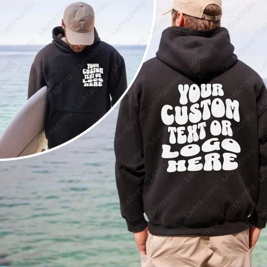 Custom Text Hoodie Personalized Sweatshirt Front Back Print Tee Custom Words On Back Business Logo Tshirt Custom Printed Shirt
