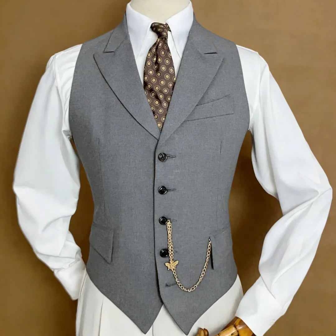 Men Vest White With Lapel Single Breasted Solid Waistcoat For Wedding Banquet Business Work Office Casual Daily Men Suit Vest