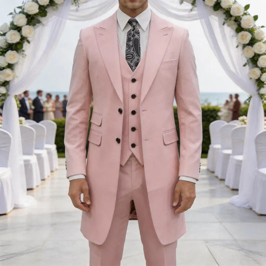 Slim Fit 3 Pieces Formal Men Suits Long Jacket Custom Wedding Tuxedo Business Dress Outfit For Groom Party Wedding Formal Wear