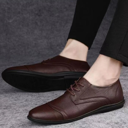 Pointed Toe Black Soft Men's Leather Shoes Comfortable Low Price Summer Male Casual Shoe Retro Elegant Designer Social Footwear