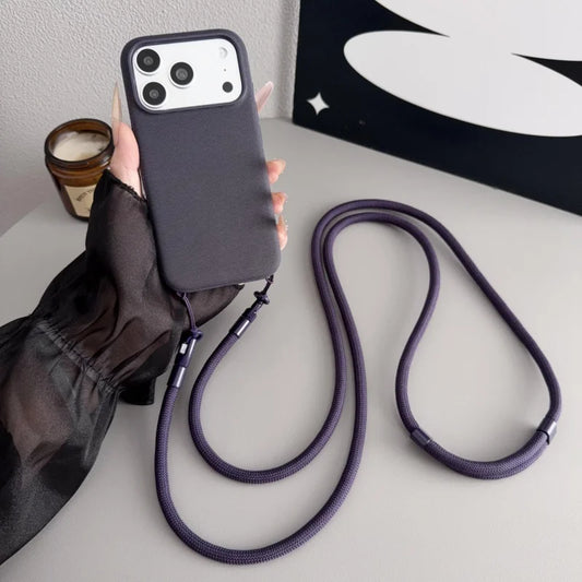 Luxury woven magnetic phone case for iPhone 17 16 15 14 13 Pro Max adjustable shoulder and neck strap protective cover