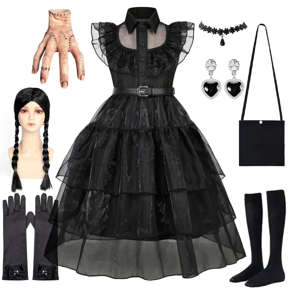 Black Princess Costume Girls Kids Black Gothic Dress