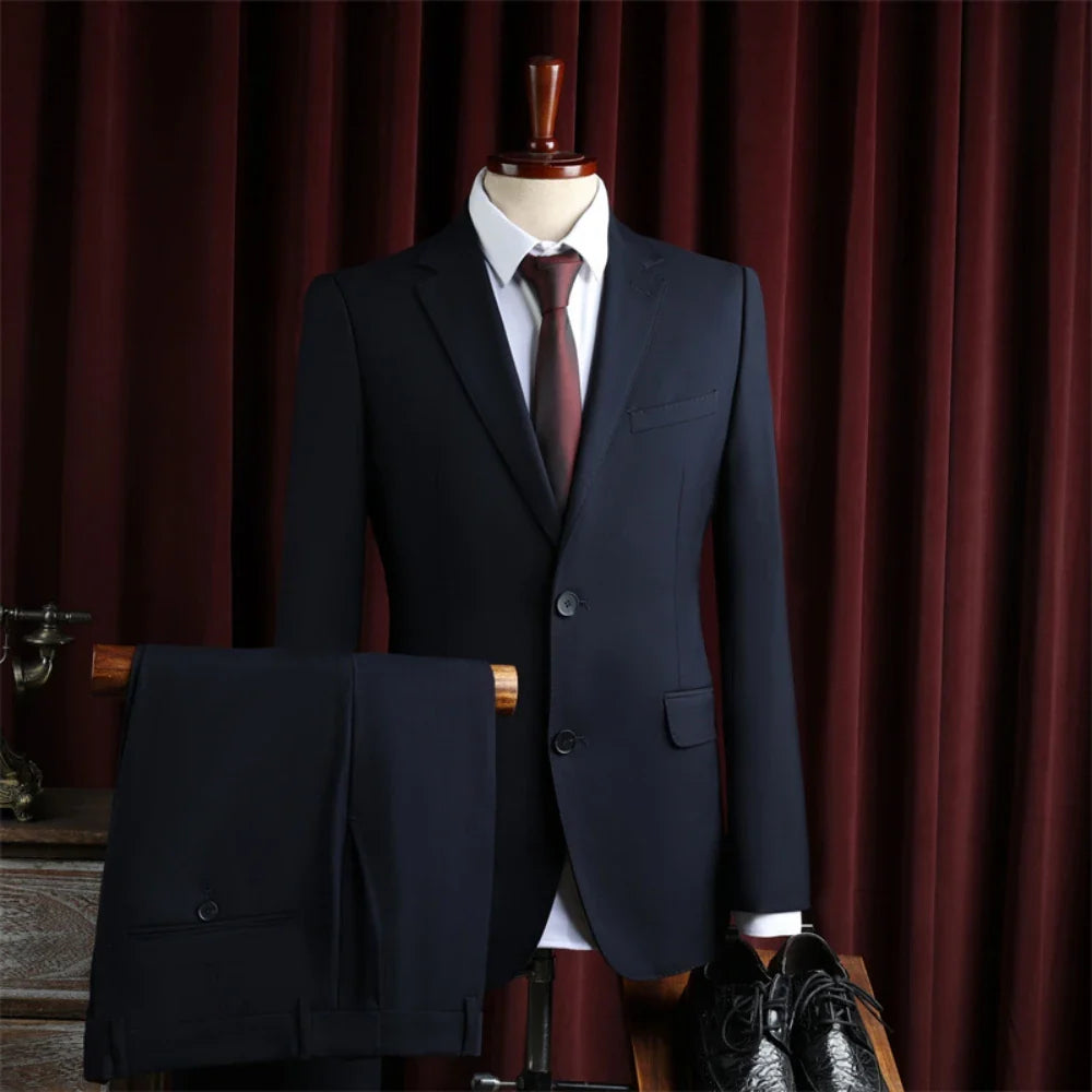 Notched Lapel Suit Set 2 Pieces Blazer Pants For Men,Handsome Two Button Men's Regular Fit Suits Wedding Groom Best Man Tuxedo