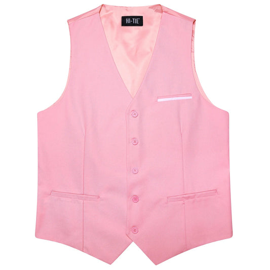Solid Peach Pink Men Vest Wedding Slim Waistcoat Neck Tie Hanky Cufflinks Set for Male Business Party Designer Gifts