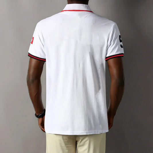 New Swiss polo shirts men short sleeved polo collars fashionable casual sporty high-end pure cotton micro elastic embroidery