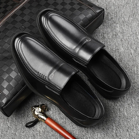 Cow Leather Men's Business Casual Shoes 2026 Spring Autumn Non Slip Dress Shoes Male Fashion Designer Loafers for Man