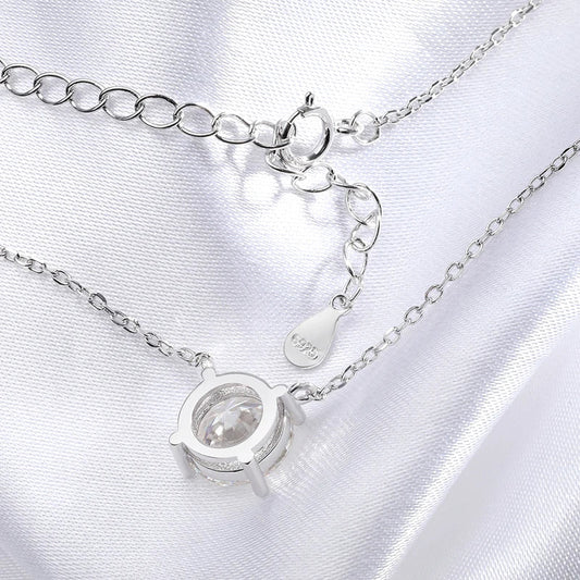 White Gold Plated 1-10CT Moissanite Necklace for Women Classic Four Claws Pendant Wedding Jewelry 925 Sterling Silver