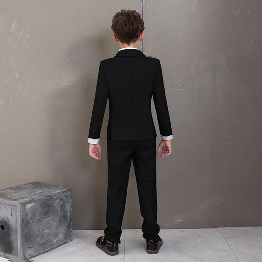 Exquisite Sparkling Boys Suits 2 Pieces Piano Performance Outfit,Black Elegant Kids Suit Set For Party,Peak Lapel Tuxedo On Sale