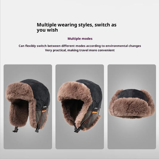 1pc Winter Warm Trapper Pilot Caps for Men,Hunting Warm Ear Flap Russian Winter Ski Cold Weather Bomber Hats