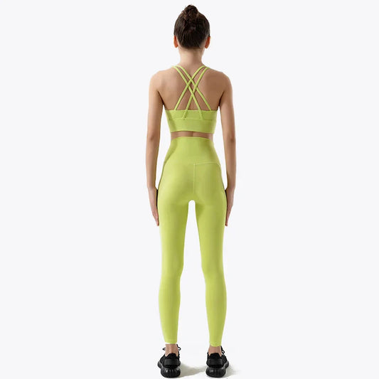 Nylon Yoga Clothing Gym Fitness Leggings Sports Bra Short Sets High Waist Elastic Women Clothing 3 Types 12 Colors
