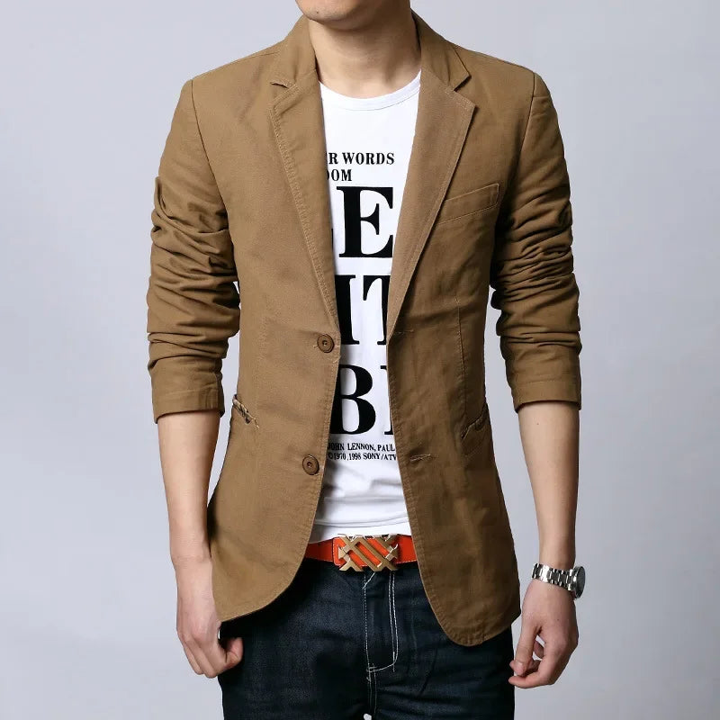 Plus Size M-6XL Fashion Men's Casual Slim Fit Blazer Spring Autumn Two Buttons Suits Jacket Men Outwear Masculine Blazer FS-119