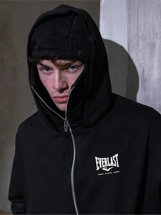 New Double Hooded fleece Women's Balaclava Hoodie Zipper Warmth Autumn/Winter Men's Clothing Masks Men's/Women's Same Style