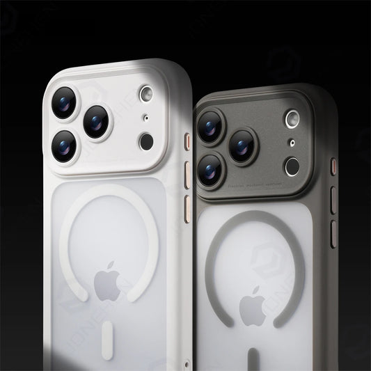 For Magsafe Detachable Camera Lens Frame Case For iPhone 17Pro 17 Pro Max Camera Button Matte Clear Shockproof Orange Back Cover