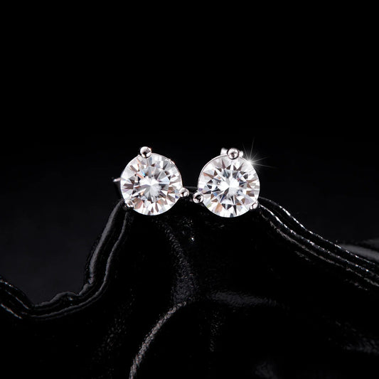 D Color 1CT Moissanite Earrings 925 Sterling Silver Sparkling Three Prong Setting Stud Earrings For Women Wedding Jewelry