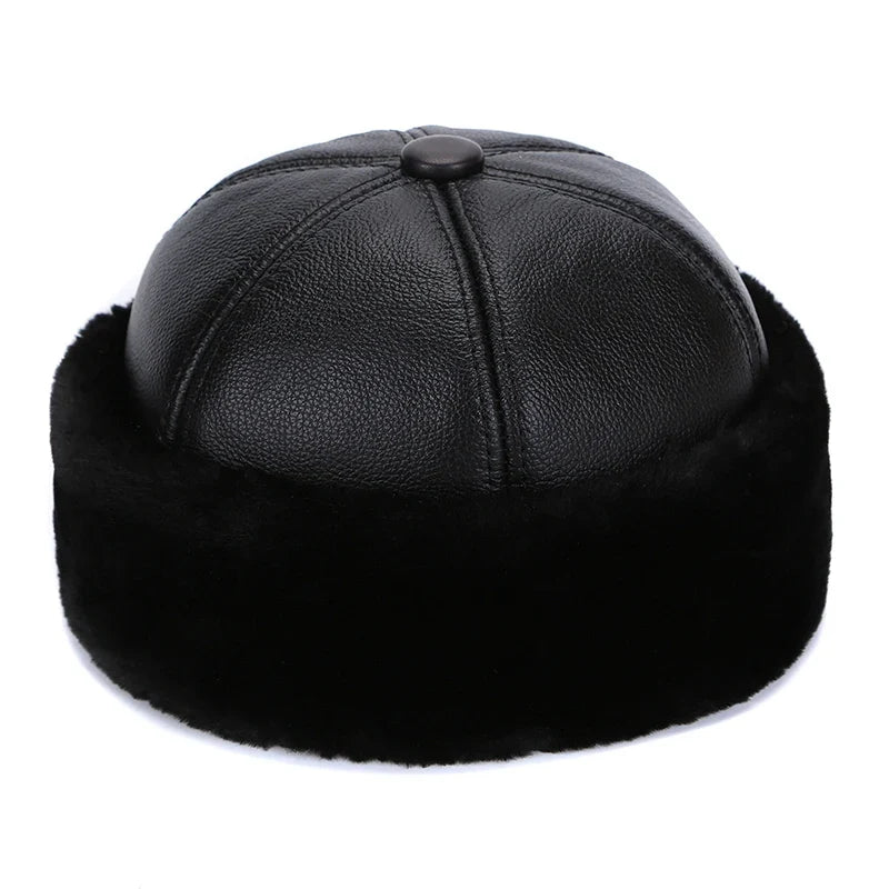 Brand New Style 2026 Retro Cowhide Bomber Hat Winter Keep Warm Caps Men Women Real Leather Cap Thick Velvet Dad Hat Leather Hat