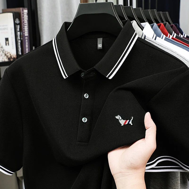 100% pure cotton summer new men's trendy shortsleeved luxury customized business casual polo shirt designer brand badge T-shirt