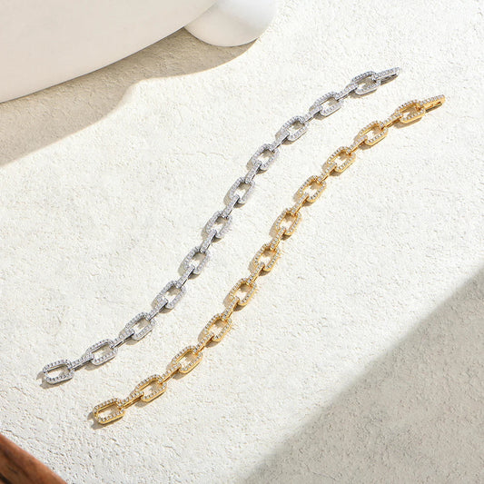 Bracelet de mode Hip Hop en Moissanite pour hommes S925 argent plaqué or 18 carats Luxe exquise Manchette Bijoux de banquet pour femmes