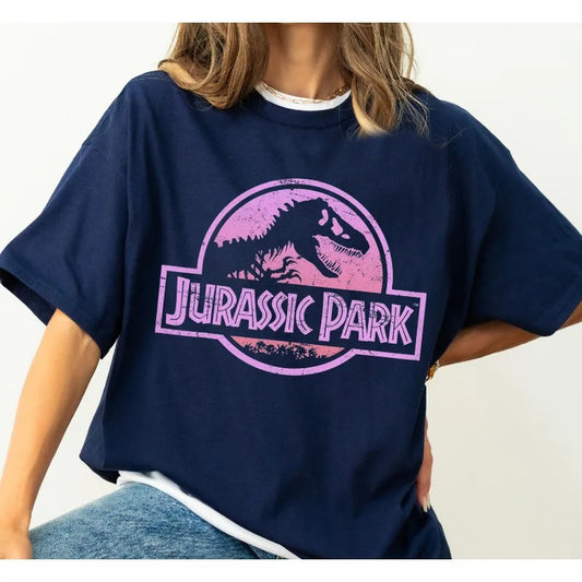 Summer Hot Selling Jurassic Retro Neon Pink Logo T-shirt, Jurassic Park Logo Shirt, Dinosaur Tyrannosaurus Rex Shirt T-shirt