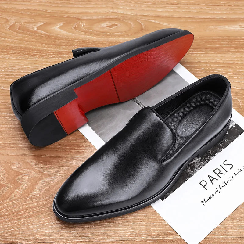 Italian brand mens Loafers Men's brown daily soft sole red sole patent leather shoes Outdoor business dress shoes big size:38-48