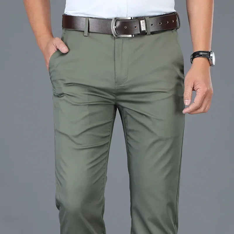 2026 Summer Thin Korean Style Business Casual Trousers for Men Stretch Soft Straight Leg Loose Fashionable Casual Pants Male