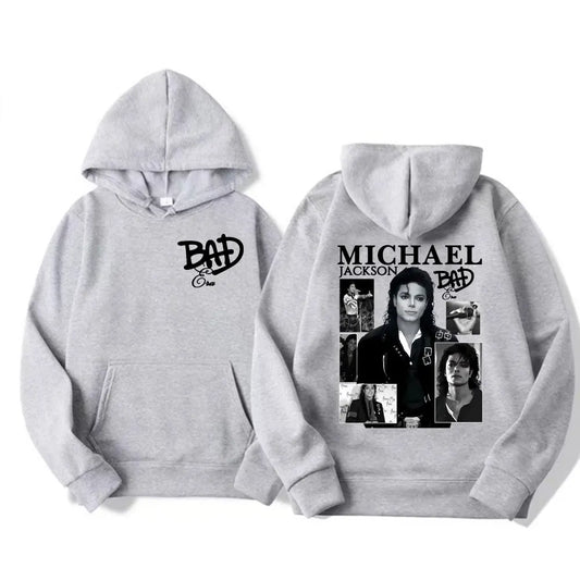 King of Pop Michael Jackson Bad Era Album Graphic Hoodies Men Women Vintage Hot Sale Hoodie Oversized Fleece Comfort Sweatshirts