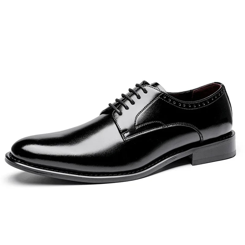 Men's leather shoes, men's genuine leather, British style, simple and smooth formal dress, business Derby men's leather shoes, c