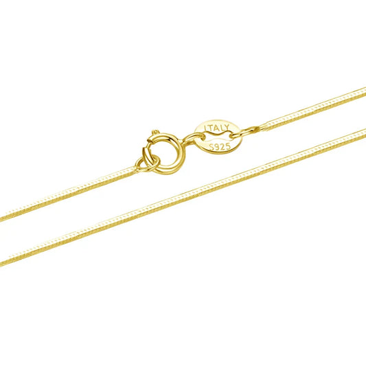 Solid Gold Over 925 Sterling Silver Chain Necklace for Women Girls, Thin Dainty Round Snake Chain For Daily Pairing