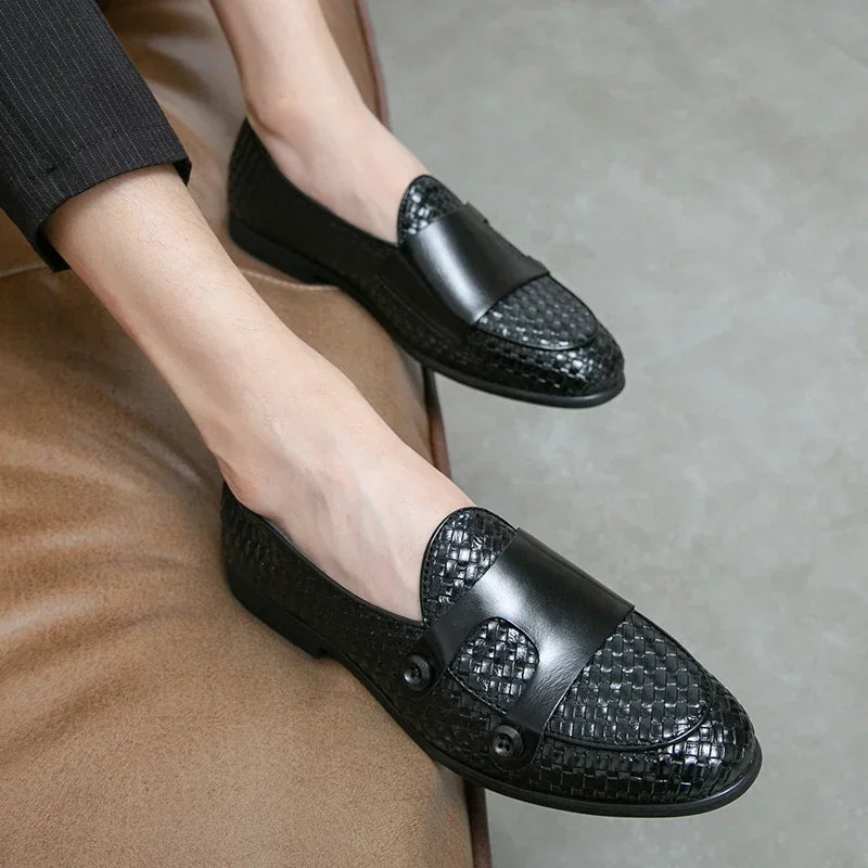 Men Loafers Shoes Brown Black Pu Breathable Double Buckle Monk Shoes Mocassins Cuir Pour Hommes Men Shoes