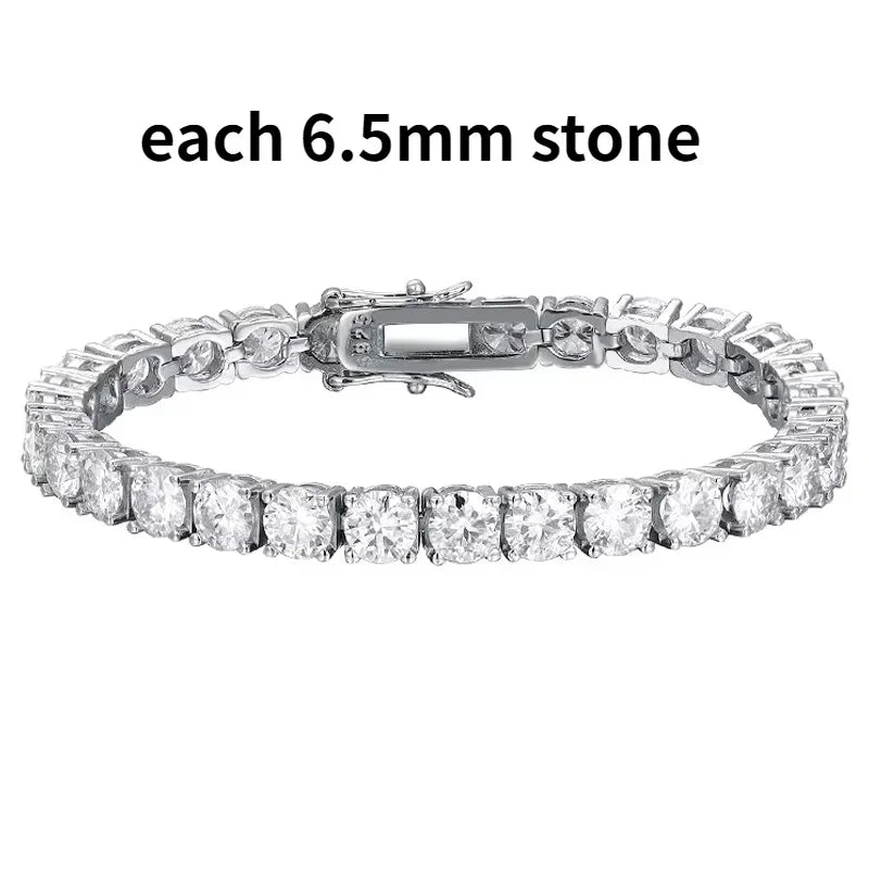 2-6.5mm Real Moissanite Tennis Bracelet for Women Christmas Gift Platinum Plated 100% 925 Sterling Silver Wedding Jewelry