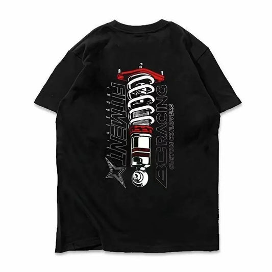 2026 Summer Pure Cotton Heavyweight American Style BC Short-Sleeve Car Modified T-Shirt, Loose-Fitting, Twisted-Neck, Versatile,