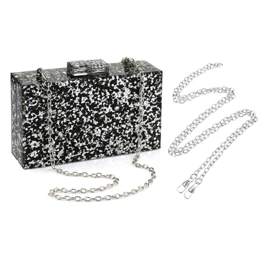 Women Handbags Evening Banquet Party Clutch Bag Rectangle Multicolor Geometric Trend Designed Acrylic Bags Chain Crossbody Bag