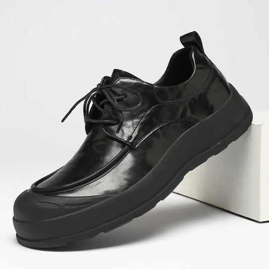 Spring New Designer Business Casual Shoes for Men Black Genuine Leather Shoes Male British Style Soft Sole Fashion Shoe Man