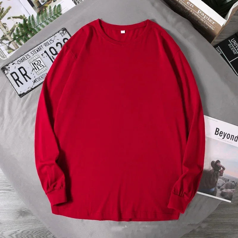 Big Sizes Men Clothes 12XL T Shirt Men Basic 100 Cotton Long Sleeve T-shirt Male Plus Large 10XL Oversized Simples Black Tshirt