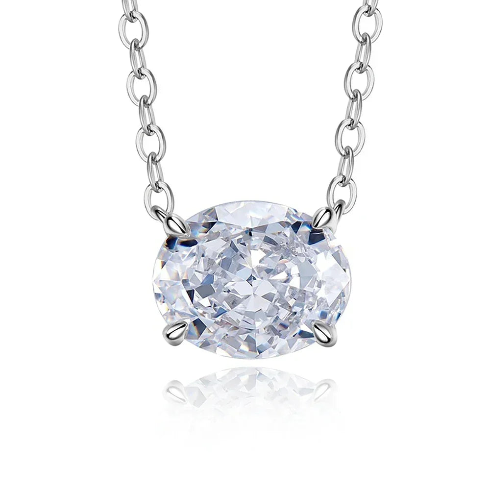 3CT Oval Cut Moissanite Pendant Necklace for Women Certified 8*10mm Lab Diamond Neck Chain 925 Sterling Silver Fine Jewelry