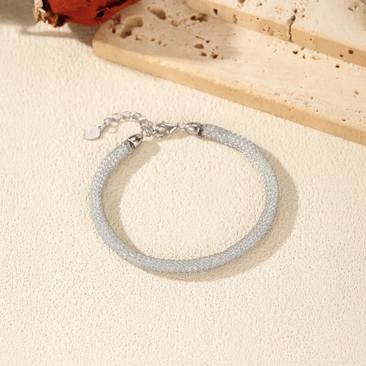 Bracelet en argent sterling 925 brillant réticulaire serti de zircone, tressé, exquis, pour femmes, bijoux fins